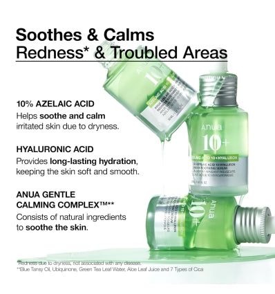 ANUA - AZELAIC ACID 10 HYALURON REDNESS SOOTHING SERUM 30ML