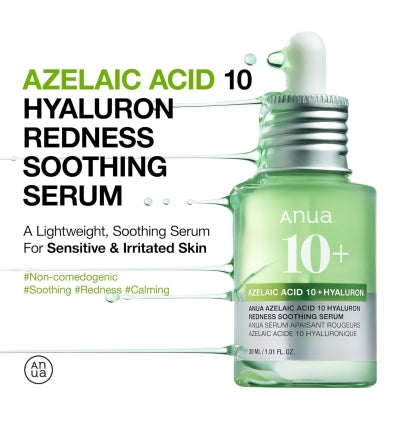 ANUA - AZELAIC ACID 10 HYALURON REDNESS SOOTHING SERUM 30ML